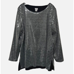 Chicos Houndstooth Sequin Tunic